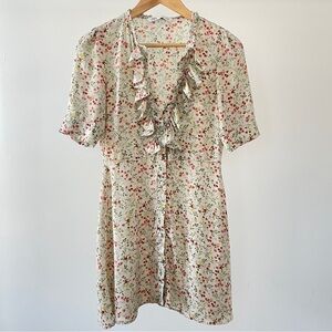 Zara Cream Floral Mini Dress Size S